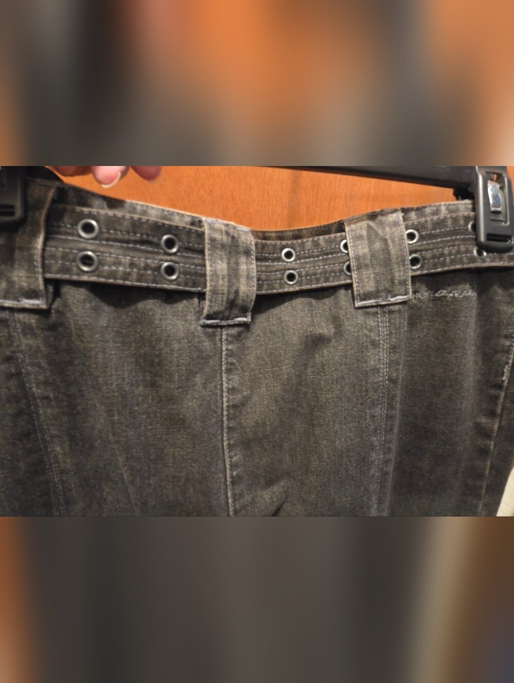 DKNY Black Denim Pencil Skirt with Attached Belt Sz8 - Picture 8 of 10